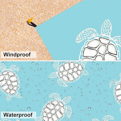 Beach Blanket Sandproof, Baby Sea Turtle Beach Mat Sand Free Waterproof, Large Picnic Blankets Lightweight Quick Drying & Portable, Polyester Outdoor Blanket Beach Essentials Must Have Accesorries