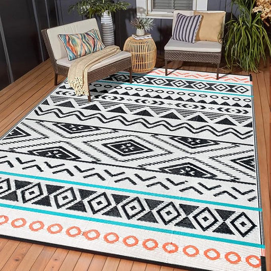 Outdoor Rugs Patio Camping Waterproof - 5x8 Plastic Straw Patio Rug Portable for Campers, Outside RVs Mat, Outdoor Area Carpet for Patios Clearance, Backyard Porch, Balcony, Picnic