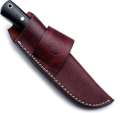 Handmade Damascus Steel Knife for Hunting,Survival,Camping,Bushcraft,and Fishing Fixed Blade with Drop Point Full Tang Micarta Handle,-with Cowhide-Leather Sheath - WKD-790