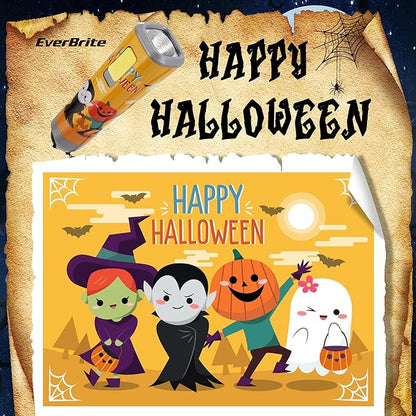 EverBrite Halloween Flashlights Halloween Gifts, Small LED Flash Light Handheld Torch with Lanyard 3AAA Battery Included, 1 Pack-Orange