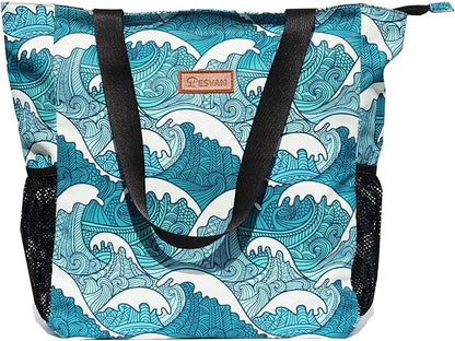 ESVAN Original Floral Water Resistant Large Tote Bag Shoulder Bag for Gym Beach Travel Daily Bags Upgraded