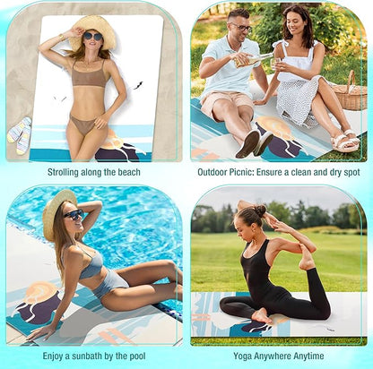 HYSEAS Lightweight Ultra-Thin Beach Towel, Oversized 78"X35" for Adult - Sand Free, Quick Dry, Perfect for Swimming, Beach, Yoga, Travel, Camping, Essential Beach Accessory & Vacation Gift, Beach Girl