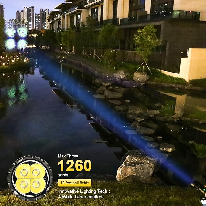 VASTFIRE World's Smallest & Brightest Flash Light 10,000 lumens 1-Mile Best Long Throw Spotlight Flashlights Most Powerful Flashlight High Lumens LEP + LED Combo