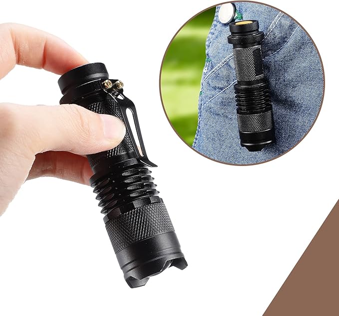 10 Pack Mini Flashlight LED Flashlight 3 Mode Flashlight Adjustable Handheld Flashlight for Camping Hiking Outdoor Work (Black)