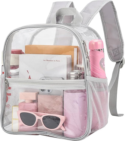 Oraben Clear Backpack for Stadium Events Clear Stadium Backpack 12x6x12 Bag (Enhanced Strap, Sliver)