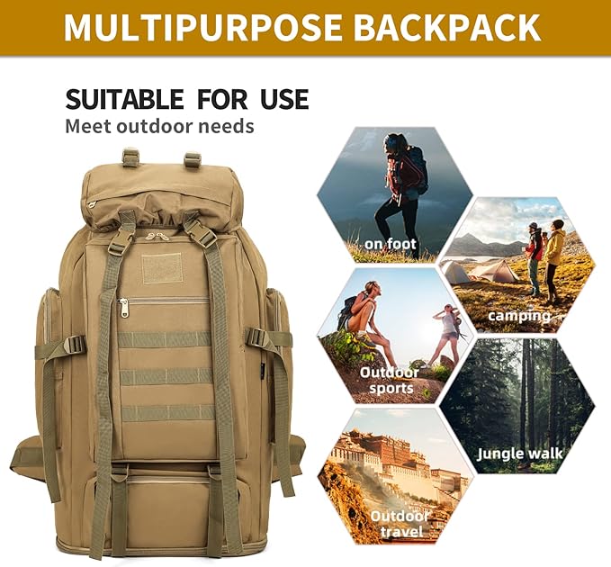 Hiking Daypack for Men Large Army Rucksack molle bag Military Tactical Backpack for Outdoor Traveling Camping