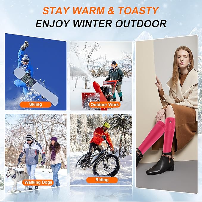SVPRO Electric Heated Socks Men Women Rechargeable Heating Socks Washable Battery Thermal Foot Warmer Socks Winter Warm Socks