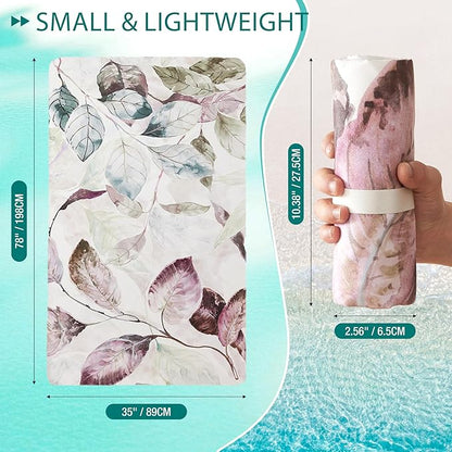 HYSEAS Lightweight Ultra-Thin Beach Towel Blanket, Oversized for Adult 78"X35" - Sand Free, Quick Dry, Perfect for Swimming, Beach, Yoga, Travel, Camping, Essential Beach Accessory & Vacation, Leaves