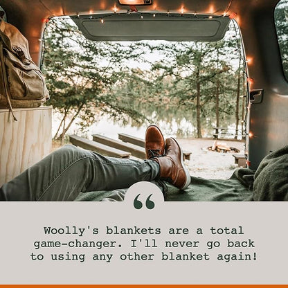 Woolly Mammoth Merino Wool Blanket- 66" x 90" 4 lbs Thick, Outdoor/Indoor Throw for Campfire, Picnic, Beach, Van Life, Home- Farmhouse Collection Heavy Duty Insulating Sleep Plaid, Red White & Blue