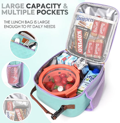 Lunch Box Reusable Lunch Bag for Men Women Kids Adults,Insulated Lunch Bag Waterproof LunchBox Cooler,Small LunchBox With Side Pockets for Work Office School Travel Picnic-Light Green