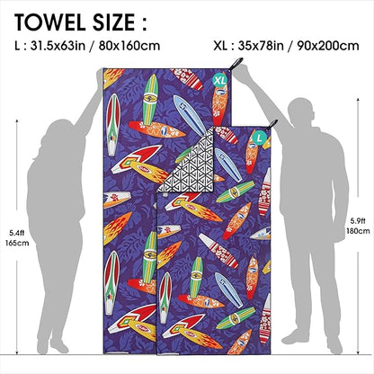 4Monster Microfiber Beach Towel Quick Dry,Super Absorbent Lightweight Travel Towel for Swimmers, Sand Free Camping Towel, Beach Towels for Pool, Swim, Water Sports,Yoga,Gym,Backpacking