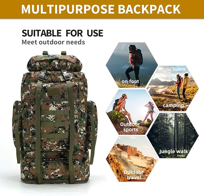 Hiking Daypack for Men Large Army Rucksack molle bag Military Tactical Backpack for Outdoor Traveling Camping