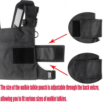 LUITON Radio Chest Harness with Reflective Strips Shoulder Holster Radio Vest Holder Two Way Radio Vest Rig Walkie Talkie Case with Front Pack Pouch for Motorola/Midland/Baofeng/Retevis