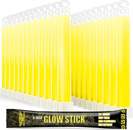 EVERLIT Survival Emergency Glow Sticks- 6 Inches Light Sticks for First Aid Kit, Survival Kit, Camping, Hiking, Outdoor, Disasters, Emergencies Up to 12 Hours Duration… (24 Pack, Yellow)