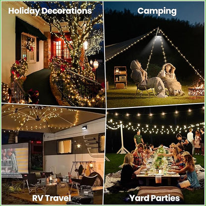 Rechargeable Camping String Lights, Portable Outdoor LED String Light for 2-in-1(32 Ft), Yard Tent Hanging Garden Party Festival Decor Waterproof String Lights