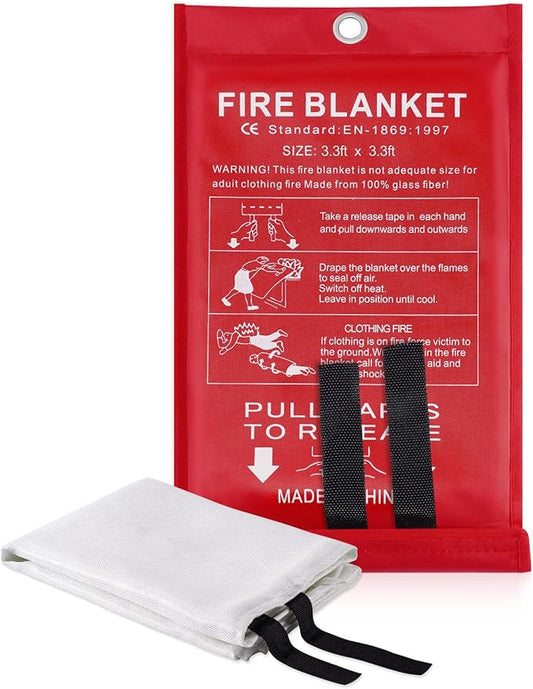 LUXJET Emergency Fire Blanket for Home Kitchen Fiberglass Suppression Fire Blanket, Fire Extinguisher for Camping, Kitchen, Boat, Car & Office, Amusement Building