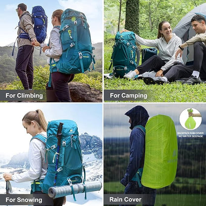 N NEVO RHINO Internal Frame Hiking Backpack 50/60/65/70/80L, Mountain Climbing Camping Backpack Daypack Waterproof Rain Cover