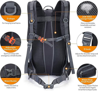 G4Free 45L Hiking Travel Backpack Waterproof with Rain Cover, Outdoor Camping Daypack for Men Women