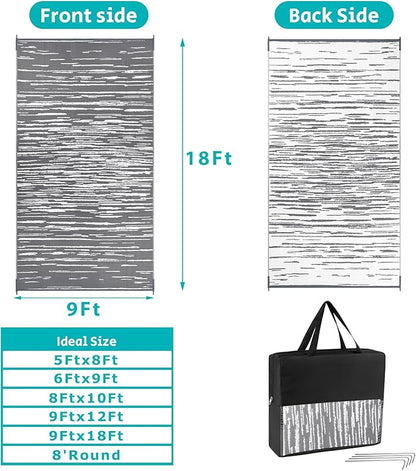 HEBE Outdoor Rug 9'x18' for Patios Clearance Waterproof Patio Mat Plastic Straw Rug Reversible RV Camping Tent Rug Outside Indoor Outdoor Area Rugs for RV,Deck,Beach,Balcony,Camper