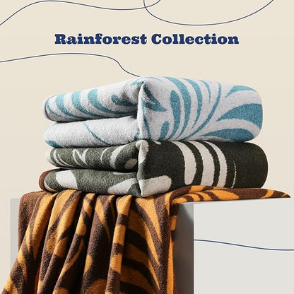 ACUSHLA Merino Wool Blanket - Soft Warm Thick Washable Large Throw Blanket for Camping Bed Couch Outdoor Travel All Weather, Rainforest Green 79X63