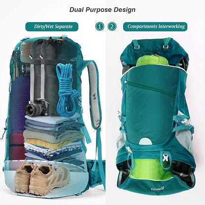 HOMIEE 50L Hiking Backpack Travel Bag Waterproof Camping Backpack with Rain Cover Lightweight Backpacking Backpack Rucksack