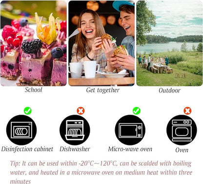 Travel Utensils with Case, Portable Wheat Straw Cutlery Set, Spoon Knife Fork Chopsticks Reusable Utensils for Travel Work Picnic Camping or Daily Use
