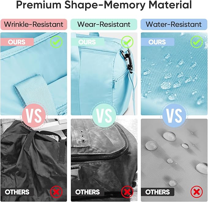 BALEINE Gym Bag for Women and Men, Duffel Bag for Sports, Gyms and Weekend Getaway, Waterproof Dufflebag with Shoe and Wet Clothes Compartments, Lightweight Carryon Gymbag (Azure)