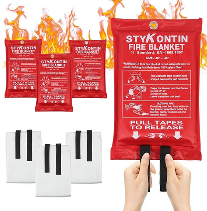 Emergency Fire Blanket for Home and Kitchen Fire Extinguishers for The House Fiberglass Fire Blankets Emergency for Home Fireproof Blanket Fire Retardant Blankets Grease Spray (3, 40×40 inch)