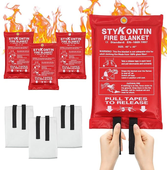 Emergency Fire Blanket for Home and Kitchen Fire Extinguishers for The House Fiberglass Fire Blankets Emergency for Home Fireproof Blanket Fire Retardant Blankets Grease Spray (3, 40×40 inch)