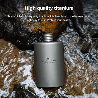 Boundless Voyage Titanium Hip Flask Pocket Flagon Camping Portable Alcohol Bottle Drink Sports Water Bottle 200ml/6.7oz-Ti3068D