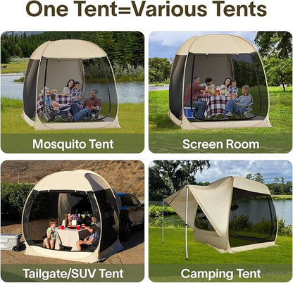 Alvantor Screen House Gazebo, 6-10-15 Person Pop Up Igloo Screened Canopy Tent with Mosquito Netting Sides, Instant UV Resistant Sun Shelter for Garden, Patio, Backyard