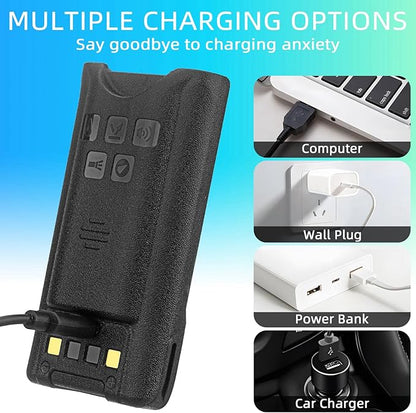 BAOFENG UV-9R Battery,4800mAh Type-C Charge BL-9 Li-ion 7.4V Replacement Radio Battery for UV-9R Plus Pro UV-9G BF-T57 GMRS-9R UV-XR USB-C Rechargeable walkie Talkie Battery (1Pack+USB-c car Charger)