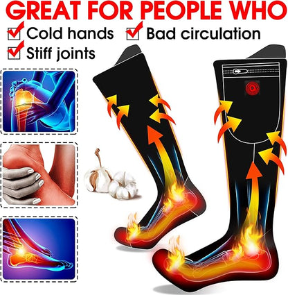 7.4V Heated Socks,Rechargeable Electric Heated Socks Camping Foot Warmer Winter Warm Socks for Men Women-Battery Heat Thick Cotton Thermal Hot Heat Sock for Outdoor Cycling Skiing Hiking,3Heat