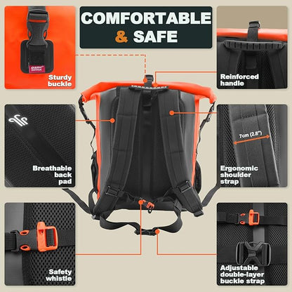 Waterproof Backpack Dry Bag 35L/55L – Heavy Duty Roll-Top Hiking Backpack Sack Keeps Gear Dry for Travel, Kayaking, Boating, Camping, Rafting and Fishing