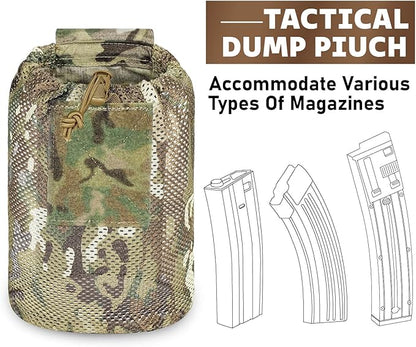 Dump Pouch Tactical Molle Mesh Pouches,Lightweight Range Compact Micro Drawstring Foraging Roll Up Foldable Recovery Ar Mag Tool Pack,EDC Drop Net Storage Belt Bag.…
