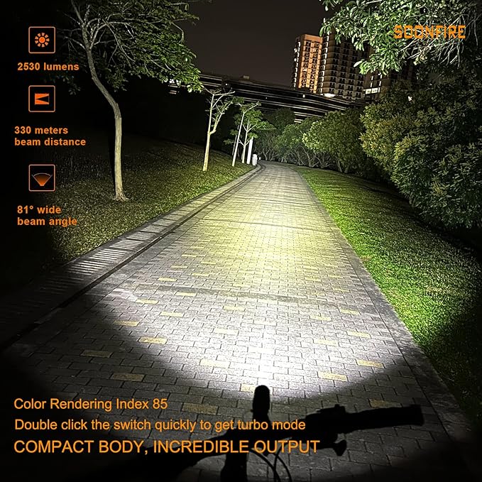 E37 USB C Rechargeable LED Handheld Flashlights, 2530 Lumens - Ultra-Compact and Super Bright for Daily Carry, Work, Camping, Hiking - Ideal for Emergency and Law Enforcement Use