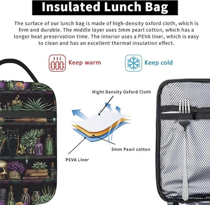 Cat Lunch Bag Insulated Reusable Lunch Box Thermal Cooler Tote For Men Women Work Travel Picnic Hiking