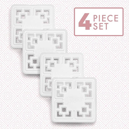 Cool Coolers Fashion Ice by Fit & Fresh, 4 Pack Large Slim Ice Packs, Unique Ice Pack Design for Womens Lunch Bag, Space Saving Reusable Ice Packs for Lunch Boxes, Cooler Ice Packs, Pearl White, 4PK
