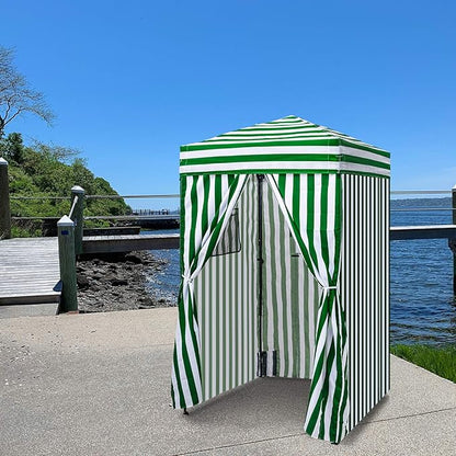 EAGLE PEAK Flex Ultra Compact 4x4 Pop-up Canopy, Sun Shelter, Changing Room, Portable Privacy Canopy Cabana for Pool, Fashion Photoshoots, or Camping, 4x4 ft, Green/White