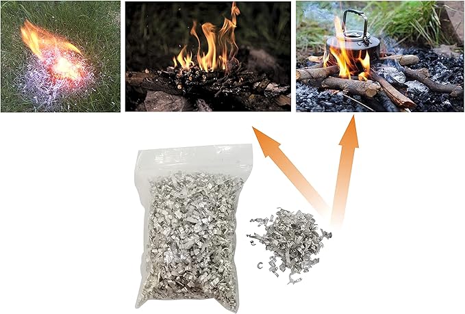 eGreen Emergency Fire Starter Magnesium 99% Pure 6 Bags for Storm Hurricane Outages Camping Hiking Bushcraft Outdoor Survival + Free Water Proof Tin Container