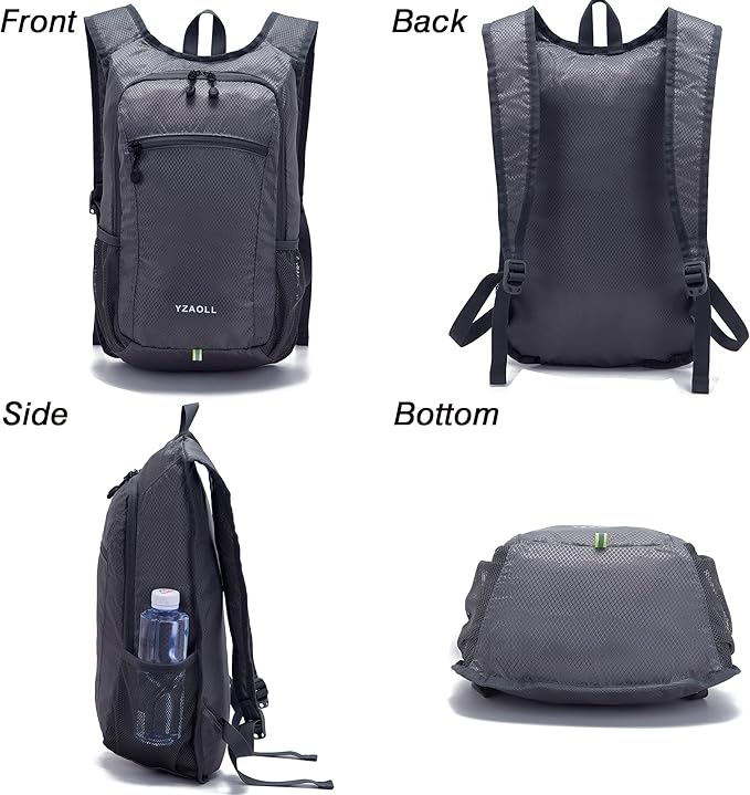YZAOLL Small Hiking Backpack 15L Lightweight Packable Outdoor Hiking Daypacks for Women Men Travel Camping,DarkGray