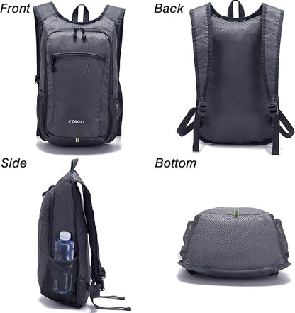 YZAOLL Small Hiking Backpack 15L Lightweight Packable Outdoor Hiking Daypacks for Women Men Travel Camping,DarkGray