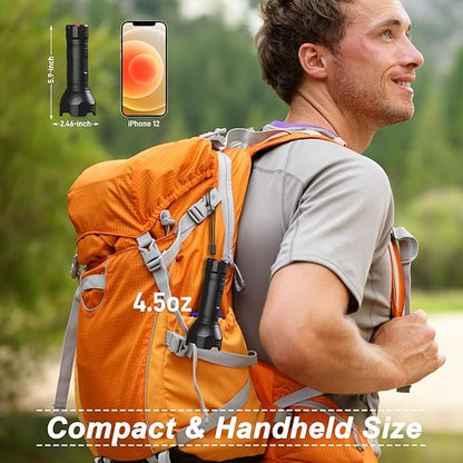 Rechargeable Flashlights, Bright Flashlights High Lumens for Home with 5 Modes, IP68 Waterproof Powerful USB Flashlight, Portable LED Handheld Tactical Flash Light for Camping Hiking Outdoor