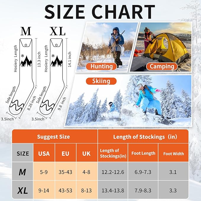 Heated Socks for Men Women with APP Control Rechargeable Electric Heating Socks Washable Foot Warmer for Winter Hunting Skiing Fishing Climbing Hiking 5000mAh Battery