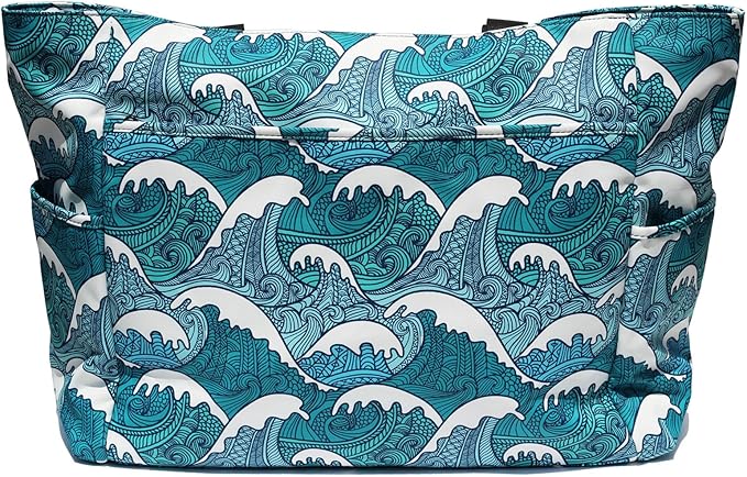 ESVAN Large Foldable Beach Bag for for Women with Dry Wet Compartment Waterproof Sandproof Travel Gym Picnic Handbag