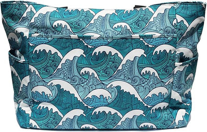 ESVAN Large Foldable Beach Bag for for Women with Dry Wet Compartment Waterproof Sandproof Travel Gym Picnic Handbag