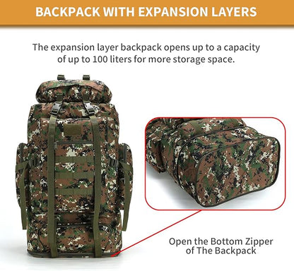 Hiking Daypack for Men Large Army Rucksack molle bag Military Tactical Backpack for Outdoor Traveling Camping