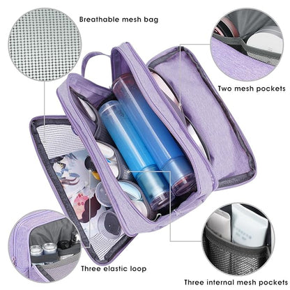 Toiletry Bag for Men Hanging Dopp Kit Water Resistant Shaving Bag Small Toiletry Bag for Traveling (Denim Pure Purple)