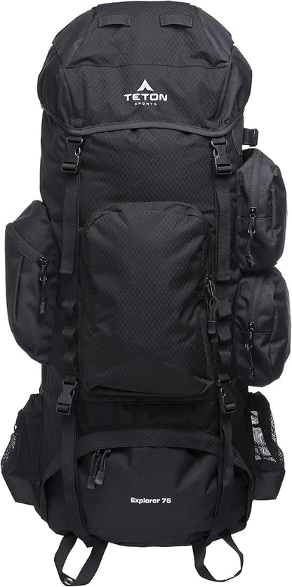 TETON 75L Explorer Internal Frame Backpack for Hiking, Camping, Backpacking, Rain Cover Included
