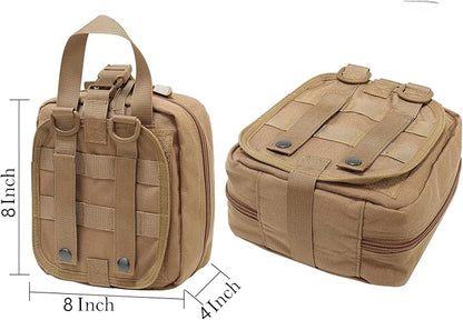 Carlebben Rip-Away EMT Pouch Molle Pouch Ifak Pouch Medical First Aid Kit Utility Pouch 1000D Nylon (with Medical Supplies Tan)